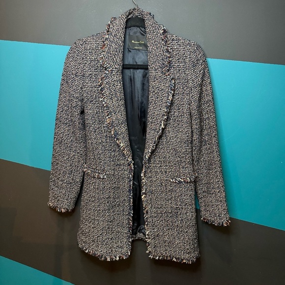 Massimo Dutti Black and Gray Blazer with Notched Lapel - Picture 4 of 13